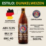 Cerveja Paulaner Weiss Dunkel Garrafa 500ml Trigo Escura Alemã - Imagem 3