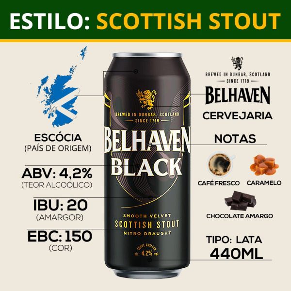 Cerveja Belhaven Black Scottish Stout 440ml - Imagem 3
