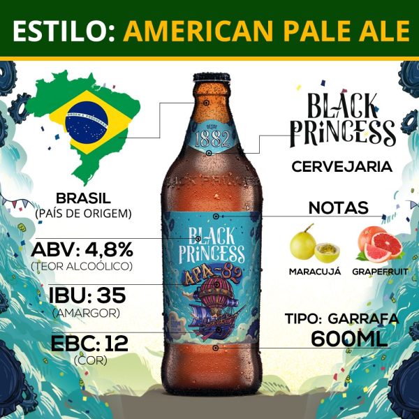 Cerveja Black Princess APA 82 American Pale Ale 600ml - Imagem 3