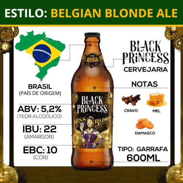 Cerveja Black Princess Miss Blonde Belgian Ale 600ml - Imagem 3