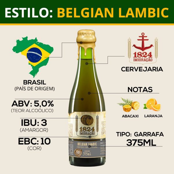 Cerveja 1824 Imigração Belgian Lambic 375ml Artesanal - Imagem 3