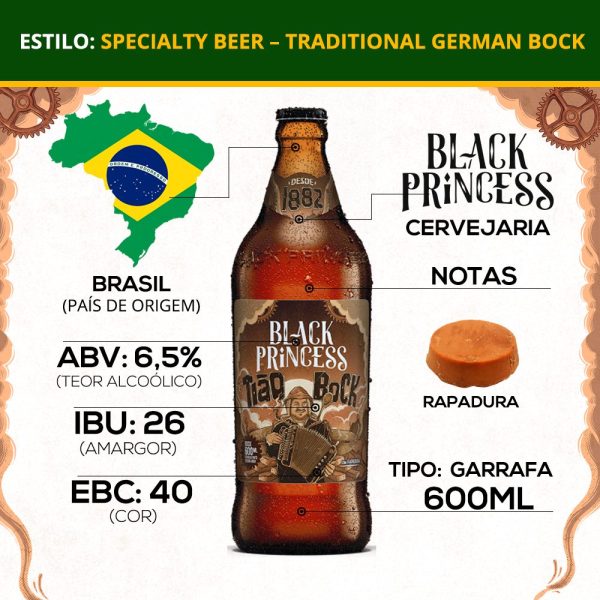 Cerveja Black Princess Tião Bock 600ml com Rapadura - Imagem 3
