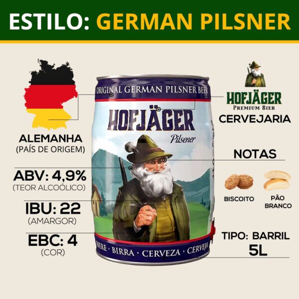 Barril Hofjäger Pilsener 5L - Cerveja Lager Alemã - Imagem 3