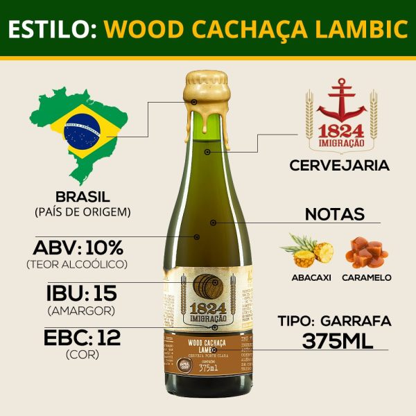 Cerveja 1824 Imigração Wood Cachaça Lambic 375ml - Imagem 3