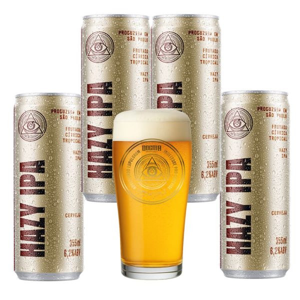Kit 4 Hazy IPA Dogma 355ml + Copo Willy 320ml - Imagem 1