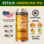 Kit 1 Cerveja Ballast Point Sculpin IPA 473ml + Copo Pint - Imagem 4