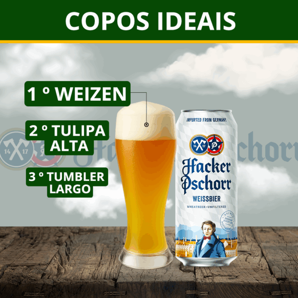 Cerveja Hacker Pschorr Weissbier Lata 500ml Alemã - Imagem 4