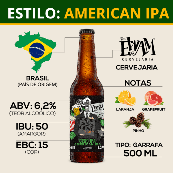 Cerveja Ceno IPA American IPA 500ml – Dr.Ewam - Imagem 3