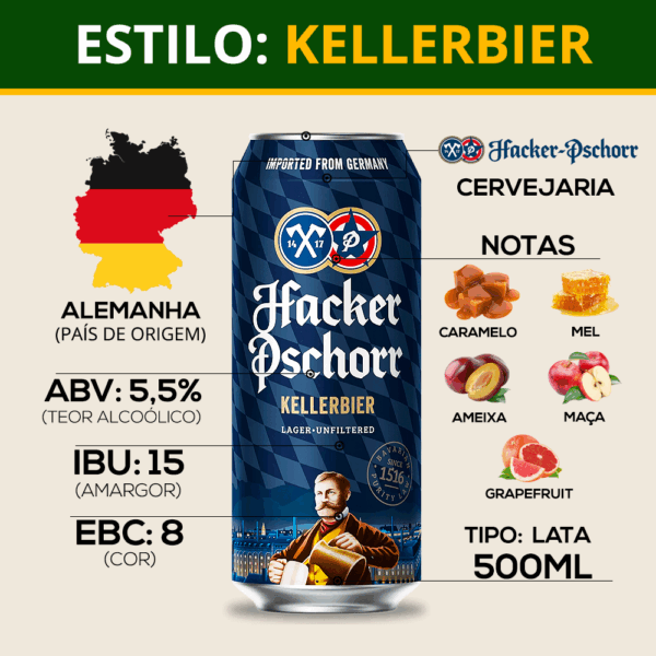 Cerveja Hacker Pschorr Kellerbier 500ml Alemã - Imagem 3