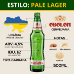 Cerveja Ucraniana Obolon Svitle Lager Garrafa 500ml - Imagem 3