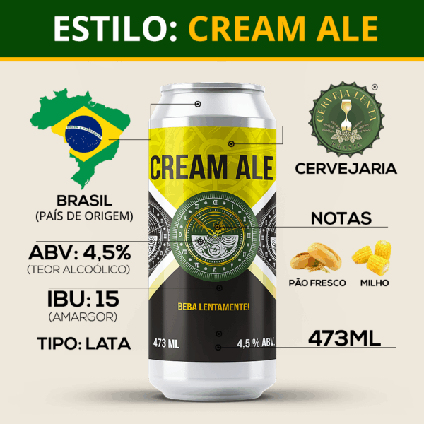 Cerveja Lenta Cream Ale Lata 473ml 4,5% - Imagem 3