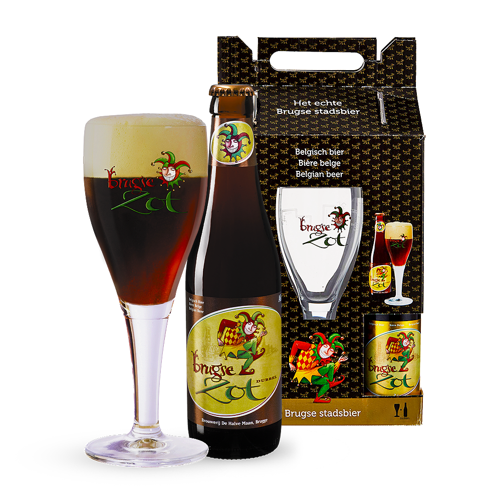 7846bfd81bea96b9248b68831a3297f3.png Kit Brugse Zot Dubbel + Taça Oficial 330ml - De Halve Maan - Imagem 1
