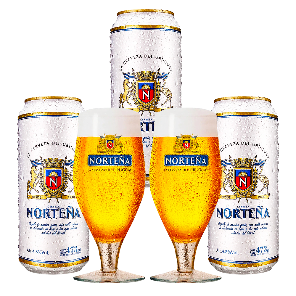 1b5732255dbd6e94be94a3716c134f63-5.png Kit 3 Cervejas Nortenã Lager 473ml + 2 Taças 310ml - Imagem 1